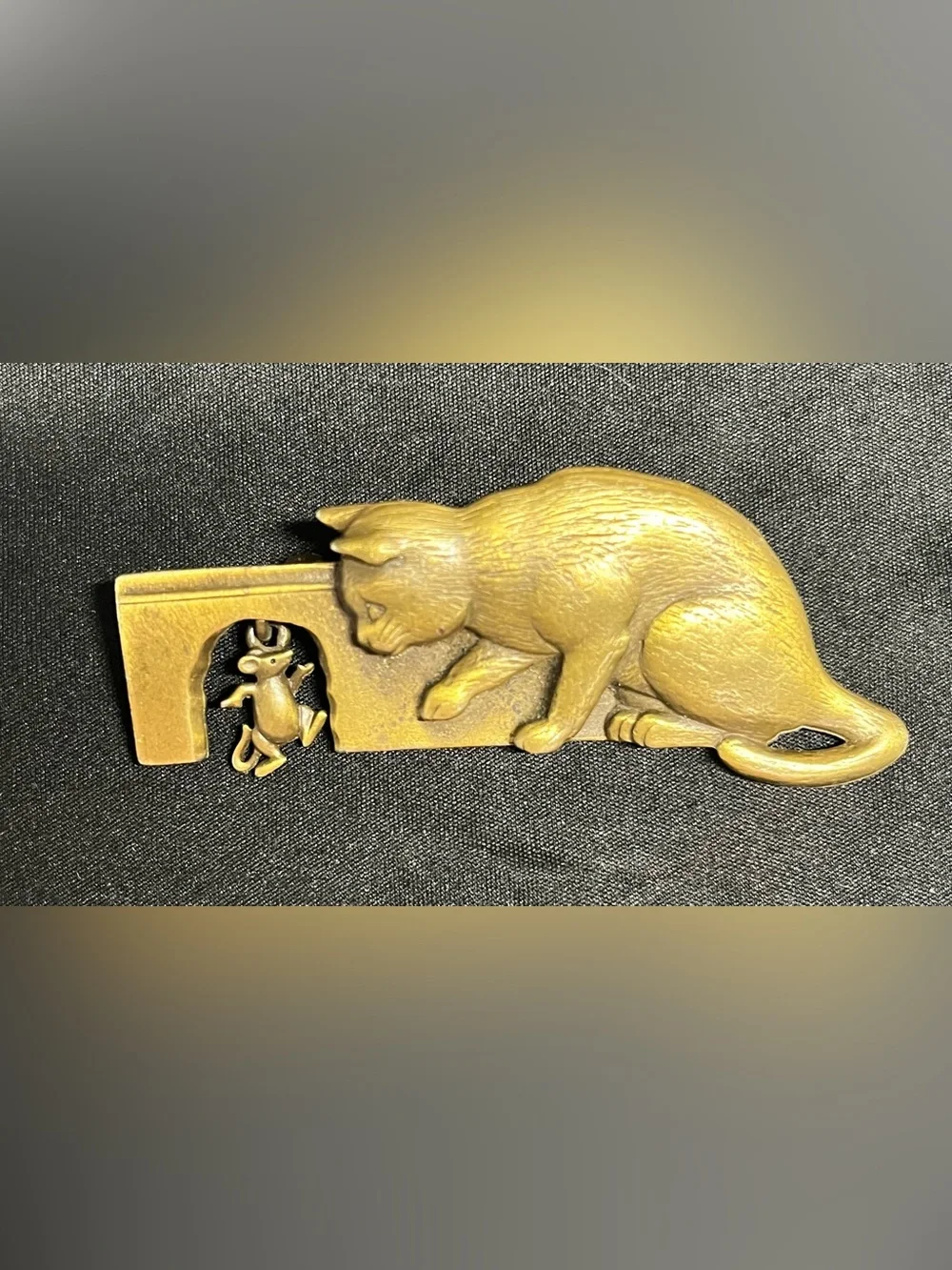 Vintage Cat Brooch Set - Cat & Mouse, Can & Fishbowl brooches pins